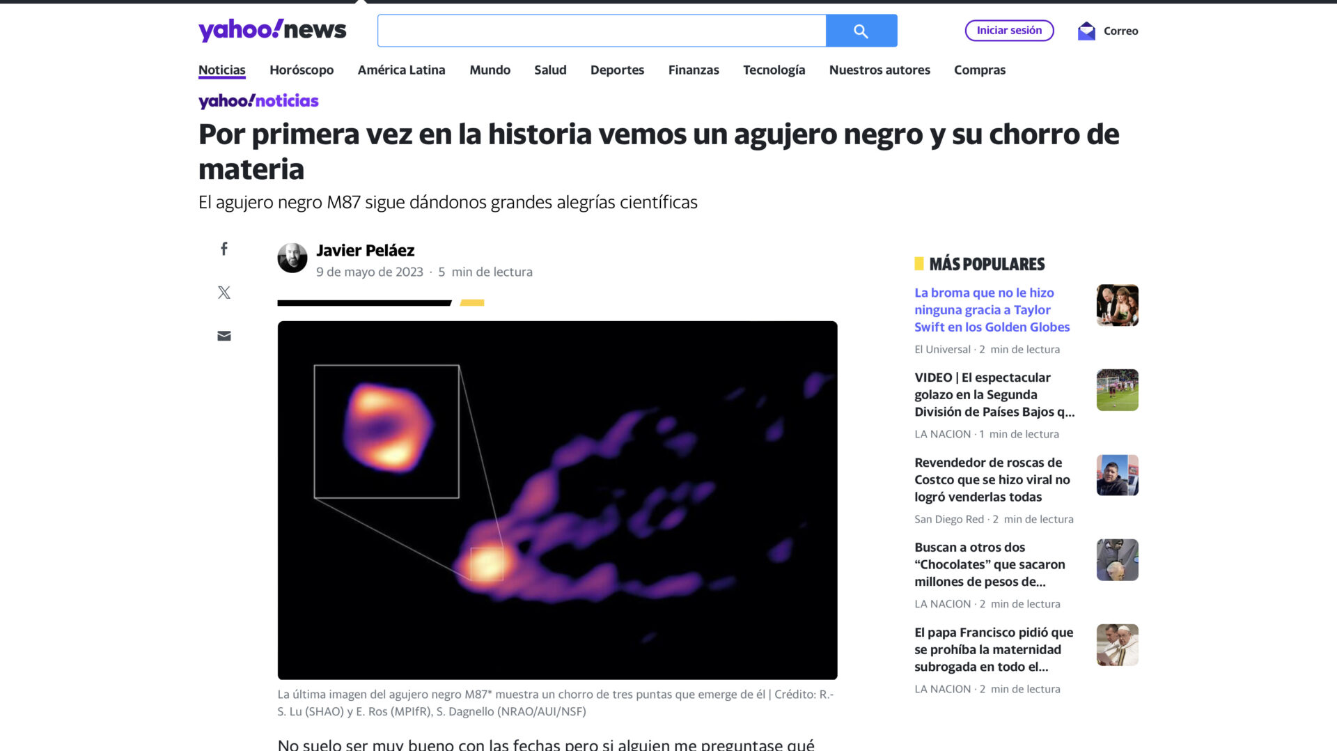 Por primera vez en la historia vemos un agujero negro y su chorro de materia
